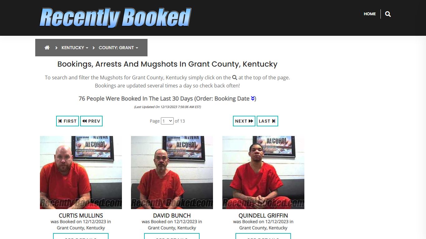 Recent bookings, Arrests, Mugshots in Grant County, Kentucky