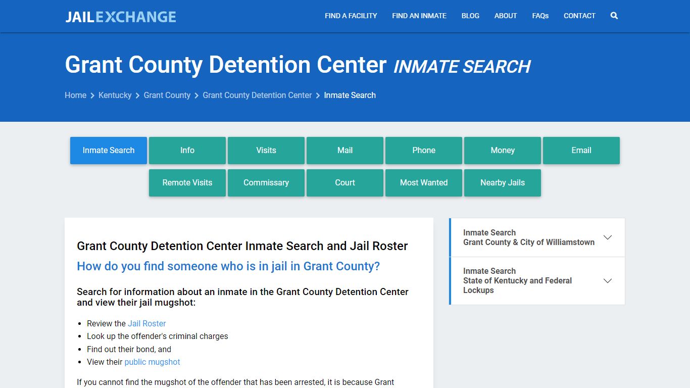 Grant County Detention Center Inmate Search - Jail Exchange