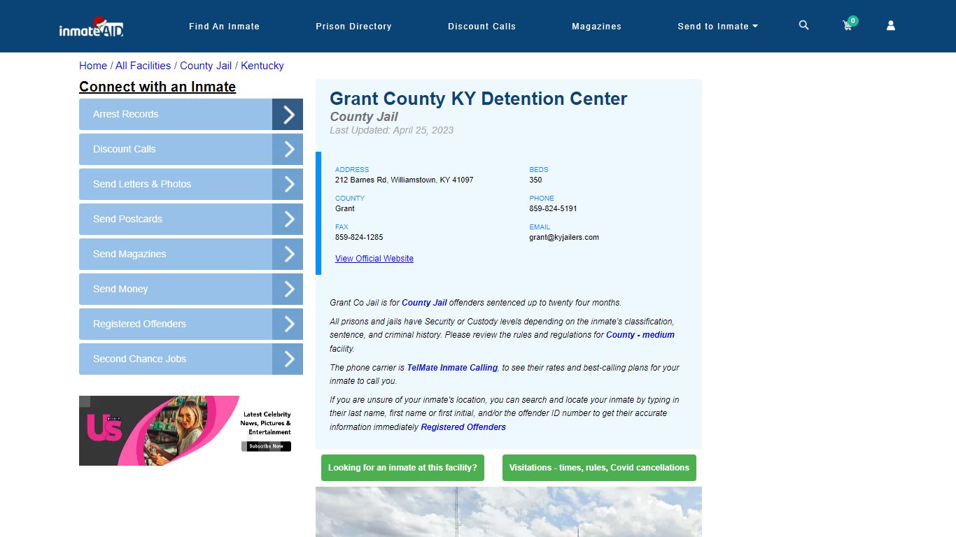 Grant County KY Detention Center - Inmate Locator - Williamstown, KY